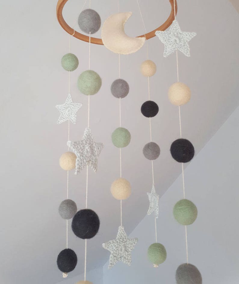 Moon Baby Mobile Space Nursery Decor Boy Crib Mobiles Hanging Etsy