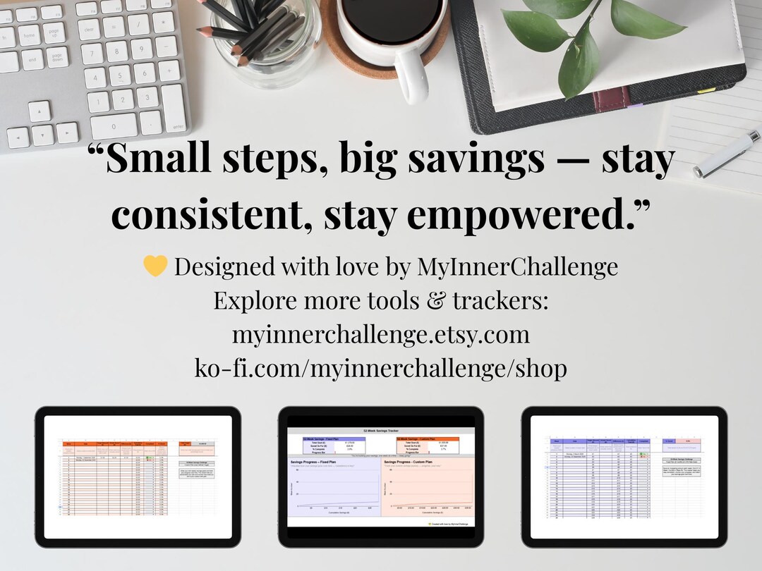 52-week Savings Challenge Tracker – Google Sheets | Fixed & Custom Plan ...