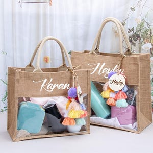 Personalized Burlap Tote Bag,Bridesmaid Gift Bag,Bachelorette Party Bag, Bridesmaid Proposal Gift,Burlap gift Bag,Monogram  Beach tote bag