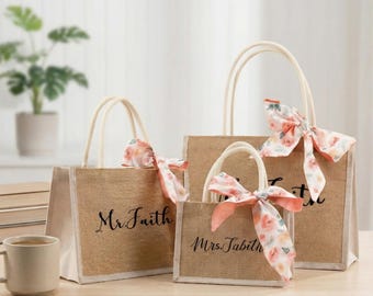 Bolsa de arpillera personalizada para profesores, bolsa de tela con nombre personalizado, regalo de agradecimiento para profesores