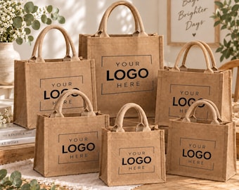 Custom Logo Burlap Tote Bags, Bulk Jute Gift Bags, Corporate Event Bags, Personalized Business Gifts, Wedding Welcome Bags, Wholesale Totes