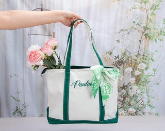 Personalized Canvas Tote Bag, Bridesmaid Gift, Monogrammed Beach Tote