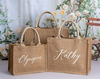 Personalisierte Jute Brautjungfer Geschenk Tasche, Monogramm Strandtasche