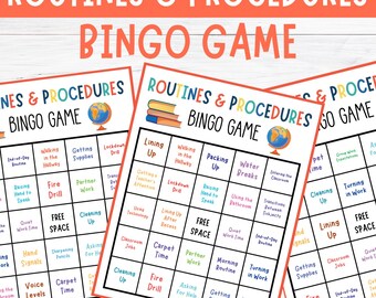 Classroom Routines & Procedures Bingo, Back to school Classroom rules expectations game