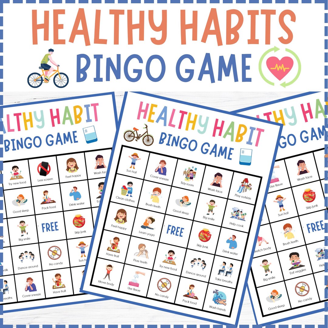Healthy Habits Bingo Game, Wellness & Self Care Classroom Game, Kids ...