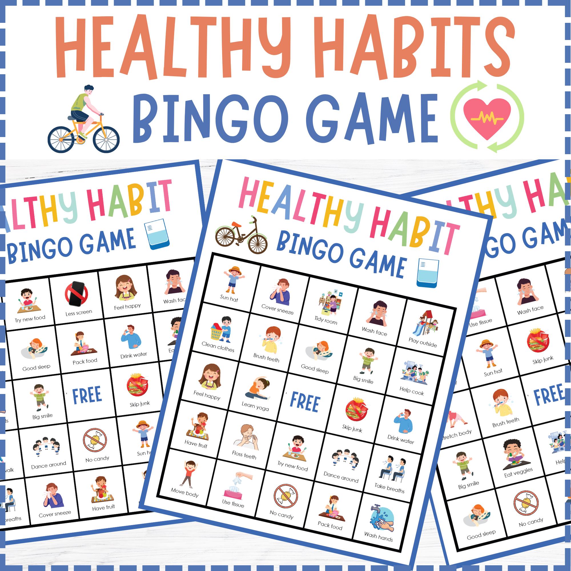 Healthy Habits Bingo Game, Wellness & Self Care Classroom Game, Kids ...