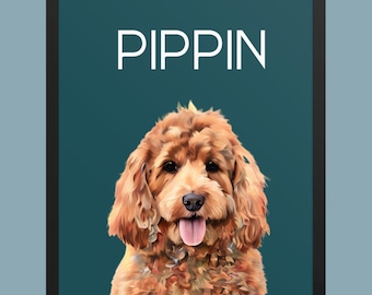 Custom Pet Portrait for 2 Pets | Digitally Created in Painterly Style from Photo | Digital, Framed, Canvas or Print | Gift or Tribute Art