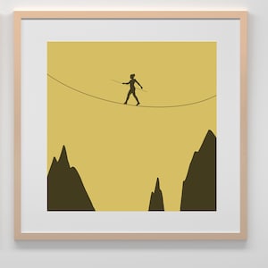 Minimalist Tightrope Walker Print: 2 Color Schemes (70x70 cm)