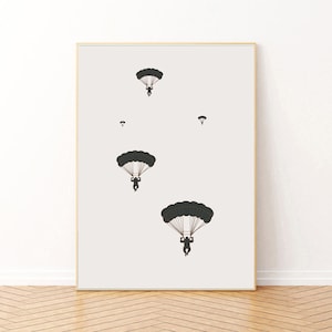 Parachute art in a minimalist style. Size 50x70 centimeters. High resolution: 300 dpi.