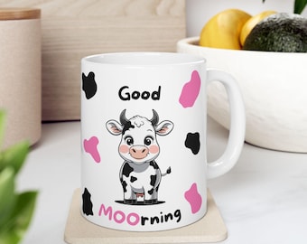 Cute Cow Print Ceramic Mug Morning Coffee Lover Gift Farmhouse Decor Animal Theme Mug Cow Lover Gift Birthday Present Udder Mug Mom gift