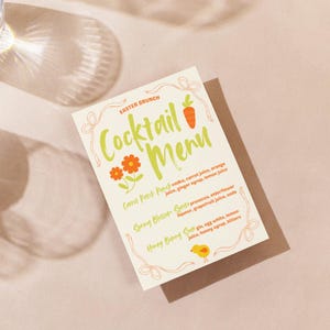 Easter Brunch Cocktail Menu: Spring Party Drink Sign (Canva Template)