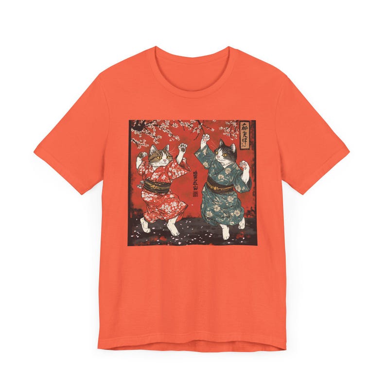 Organic Unisex T-shirt - Japan Arts UKIYOE Dancing Cat 53 main image 1