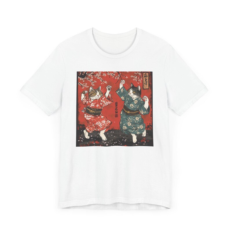 Organic Unisex T-shirt - Japan Arts UKIYOE Dancing Cat 53