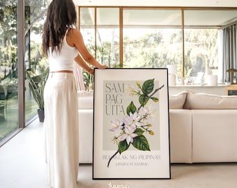 Sampaguita Wall Art Print | Philippines Art | Filipino National Flower Botanical Poster | Filipino Gift | Physical Print