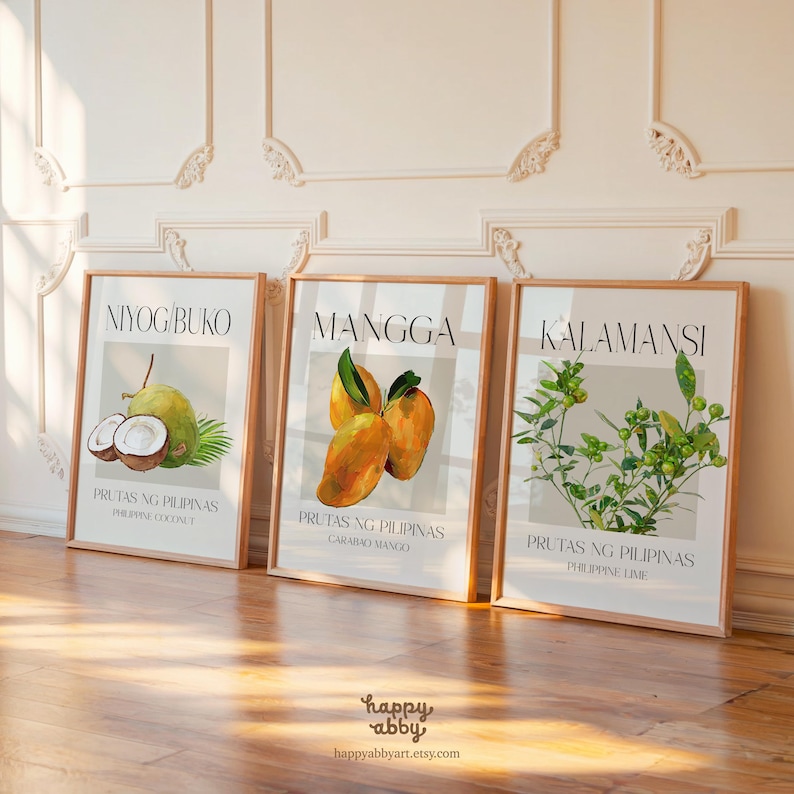 Filipino Fruit Wall Art Set of 3 – Mango Calamansi Buko Coconut ...