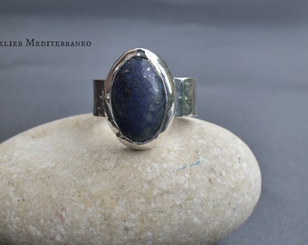 One of a Kind Adjustable Band Ring With Lapis Lazuli.