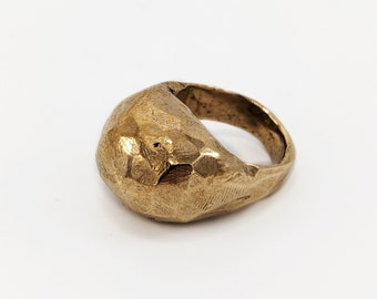 Sculptured Domed Light Bronze Ring.