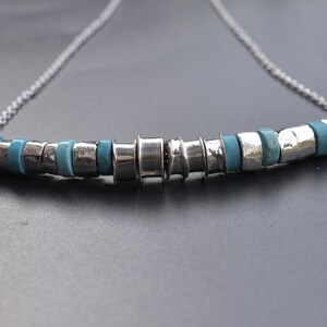 Sterling Silver And Genuine Turquoise Necklace.