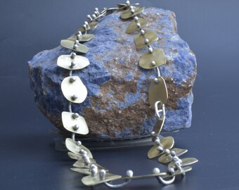 Modern Link Necklace in Brass And Silver.