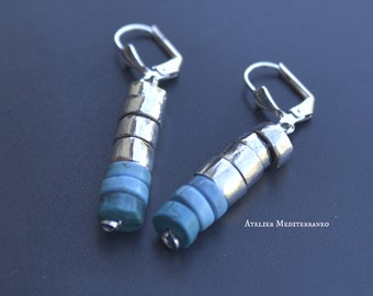 Handmade Sterling Silver and Genuine Turquoise Earrings. Type 1