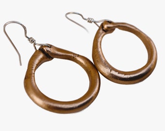 Thick Golden Bronze Hoop Earrings.