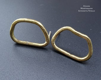 Abstract Pod Earrings Minimalist Earrings in Brass And Silver.