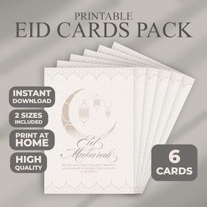 Cartão de felicitações Eid, Cartão Eid, Cartões Eid Mubarak, Presentes islâmicos, Cartões Eid DIY, Cartão Eid al Fitr, A6, 5x7