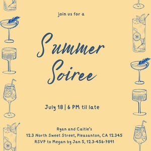Summer Soirée Invitation | Cocktail Party Digital Invite | Editable Canva Template | Summer Event Invitation | Instant Download