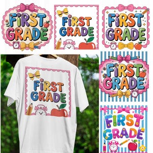 Preppy Back to School Bundle PNG, Kokette Lehrer Erster Schultag Shirt Design, Girly karierte Sublimation, Pre-k 1st / 2nd / 3rd Grade