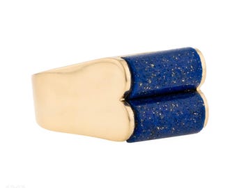 Vintage Lapis Lazuli 14k Retro Sattel Ring.