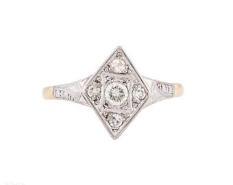 Vintage Marquise Shape Diamond Cluster Ring, 18ct & Platinum.