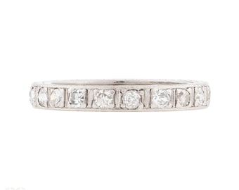 Diamond Full Hoop Eternity Ring, Vintage 0.45 ctw Wedding Ring Size L / 5.75.