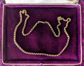 Antique 9ct Gold Trace Chain Necklace with Barrel Clasp. 51.5 cm / 20.25 inches (3.5g).
