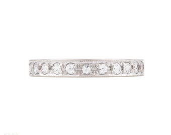 Vintage 18ct Gold & White Spinel Eternity Ring, Size N / 6.75.