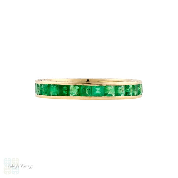 Emerald Eternity Ring Chanel Set Full Hoop Wedding Band. 14k 