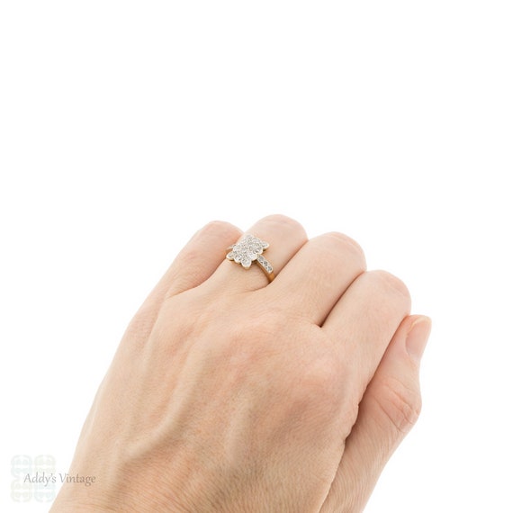 Antique Diamond Rectangular Panel Ring, Large 0.6… - image 9