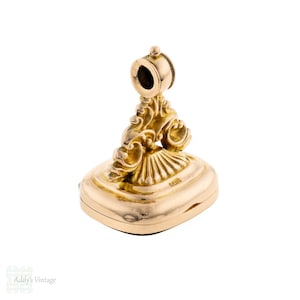 Edwardian Antique 9ct Gold Locket Fob, Bloodstone Seal.