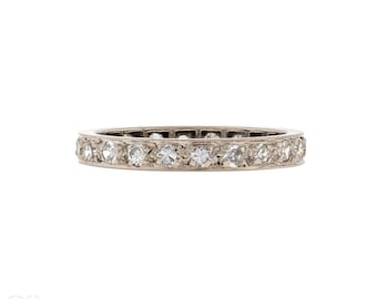 Vintage Diamond Eternity Ring, 0.66ctw Single Cut Full Hoop Wedding Band Size N.75 / 7.