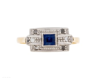 Vintage Mid Century Sapphire & Diamond Ring, 18ct and Platinum