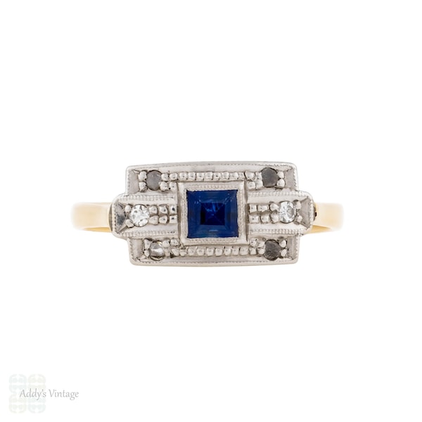 Vintage Mid Century Sapphire & Diamond Ring, 18ct and Platinum