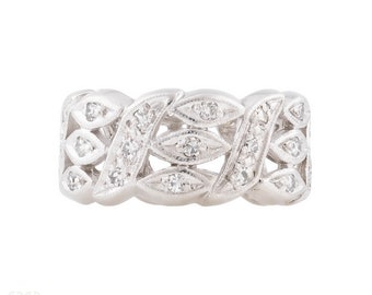 Breiter Vintage Platin Diamant Eternity Ring Größe N.5/7.