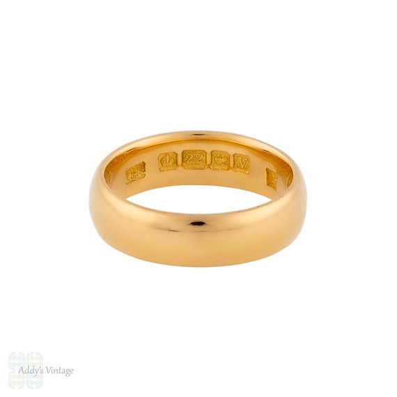 Antique 22ct Gold Ladies Wedding Ring, 1920s Wide… - image 3