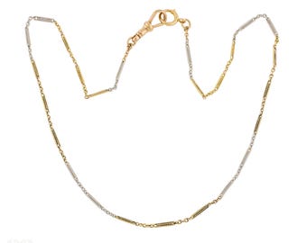 Antike 9 Karat Gelb- & Weißgold Gliederkette, 44 cm.