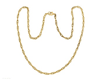 Vintage 9ct 9k Yellow Gold Rope Chain Necklace, 50 cm / 19.75 inches, 8.5g.