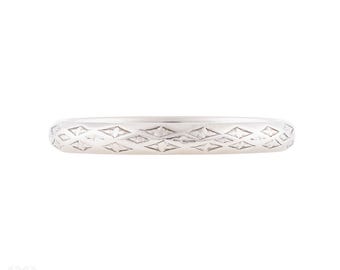 Vintage Engraved Platinum Wedding Ring, Size K / 5.25.