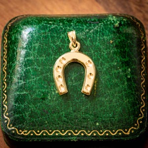 9ct Yellow Gold Horseshoe Shaped Charm Pendant.