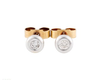 Bezel Set Diamond Stud Earrings, Donut Shape 9ct Heavy Bezel.