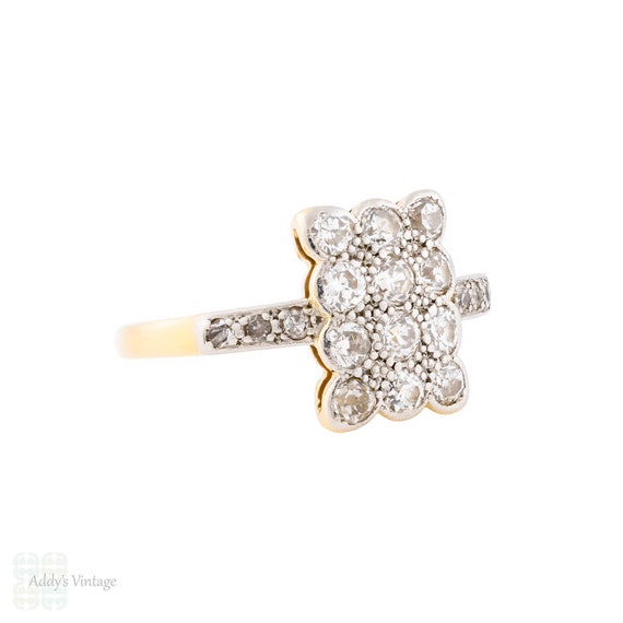 Antique Diamond Rectangular Panel Ring, Large 0.6… - image 3