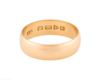 Antique 22ct Gold Wide Men's Wedding Band, Size S / 9.25 (6.5g).