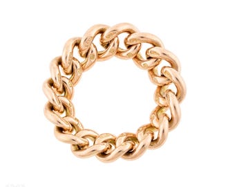 Antique 9ct Gold Curb Link Chain Ring, Size L.5 / 6.